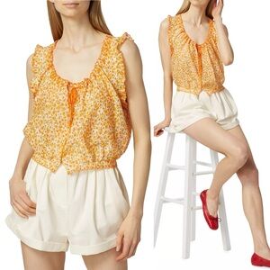 DOEN Embroidered Clementine Daisy Fields Cotton Traveler Top